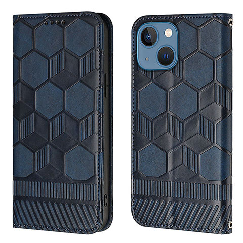 Funda de Cuero Cartera con Soporte Carcasa Y04B para Apple iPhone 13 Azul