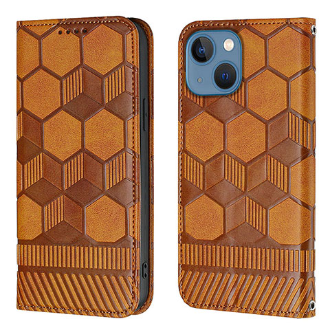 Funda de Cuero Cartera con Soporte Carcasa Y04B para Apple iPhone 14 Plus Marron Claro