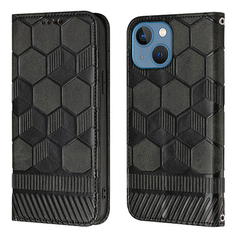 Funda de Cuero Cartera con Soporte Carcasa Y04B para Apple iPhone 15 Negro