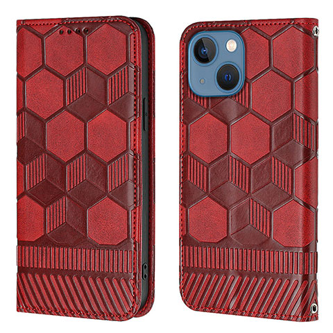 Funda de Cuero Cartera con Soporte Carcasa Y04B para Apple iPhone 15 Plus Rojo Rosa