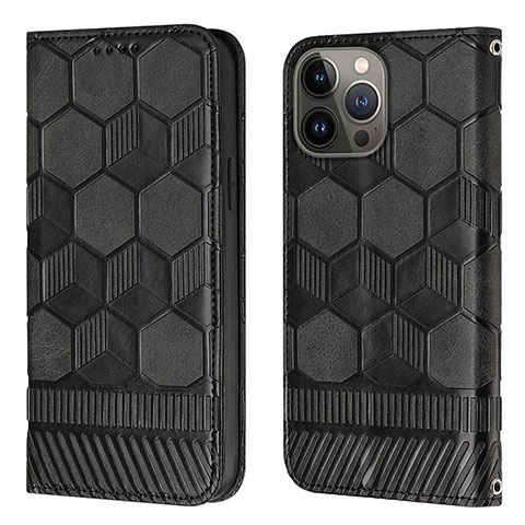 Funda de Cuero Cartera con Soporte Carcasa Y04B para Apple iPhone 15 Pro Negro