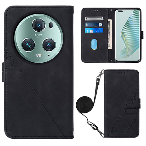 Funda de Cuero Cartera con Soporte Carcasa Y04B para Huawei Honor Magic5 Pro 5G Negro