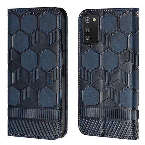 Funda de Cuero Cartera con Soporte Carcasa Y04B para Samsung Galaxy F02S SM-E025F Azul