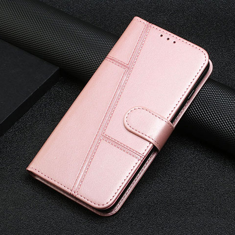 Funda de Cuero Cartera con Soporte Carcasa Y04X para Motorola Moto E22i Oro Rosa