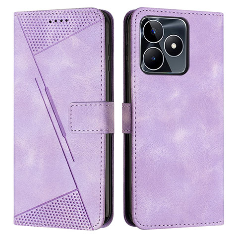 Funda de Cuero Cartera con Soporte Carcasa Y04X para Realme C53 India Morado