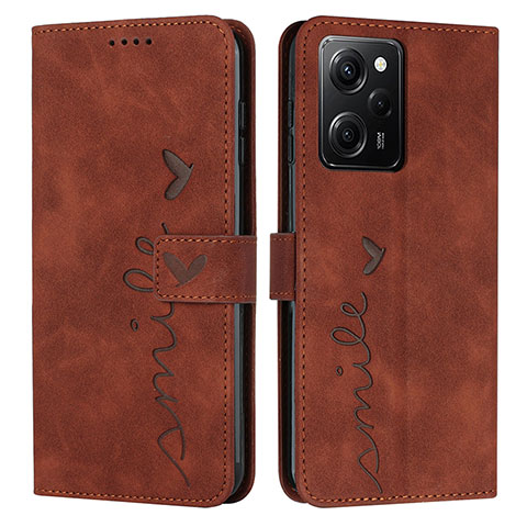 Funda de Cuero Cartera con Soporte Carcasa Y04X para Xiaomi Poco X5 Pro 5G Marron