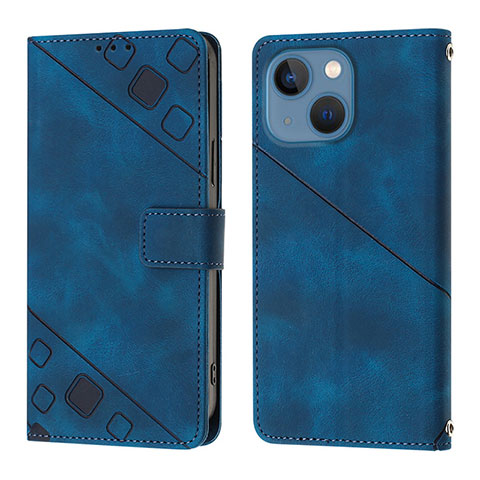 Funda de Cuero Cartera con Soporte Carcasa Y05B para Apple iPhone 15 Azul