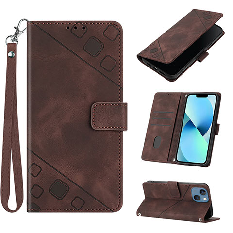 Funda de Cuero Cartera con Soporte Carcasa Y06B para Apple iPhone 13 Marron