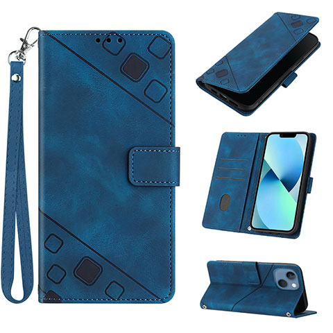 Funda de Cuero Cartera con Soporte Carcasa Y06B para Apple iPhone 14 Plus Azul