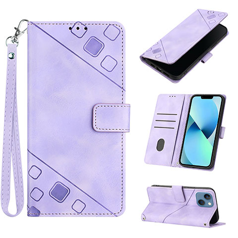 Funda de Cuero Cartera con Soporte Carcasa Y06B para Apple iPhone 14 Plus Morado