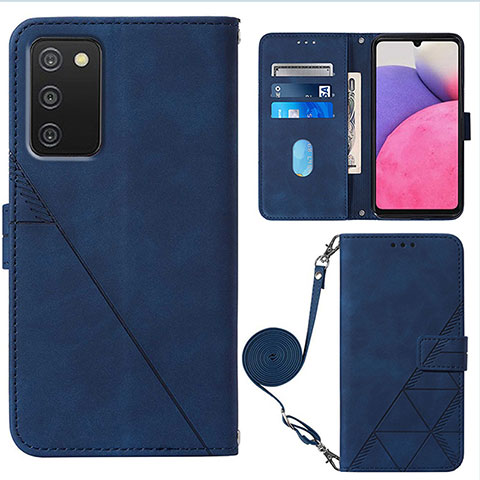 Funda de Cuero Cartera con Soporte Carcasa Y07B para Samsung Galaxy F02S SM-E025F Azul