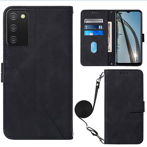 Funda de Cuero Cartera con Soporte Carcasa Y07B para Samsung Galaxy F02S SM-E025F Negro