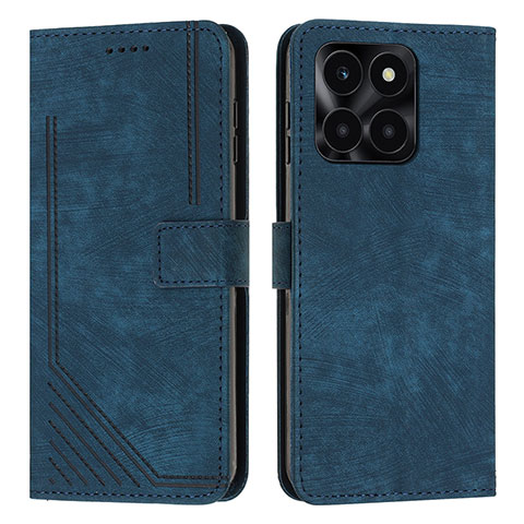 Funda de Cuero Cartera con Soporte Carcasa Y07X para Huawei Honor X6a Azul