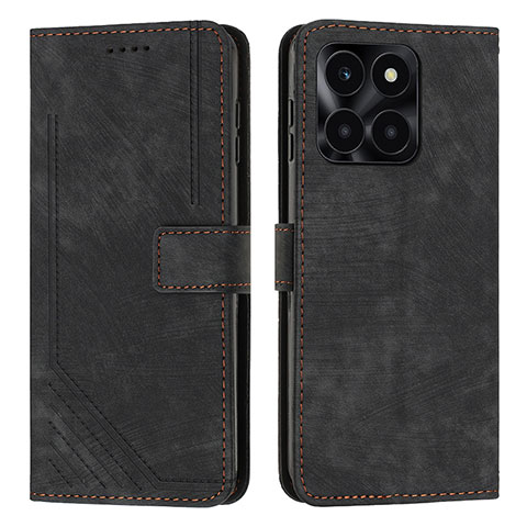 Funda de Cuero Cartera con Soporte Carcasa Y07X para Huawei Honor X6a Negro