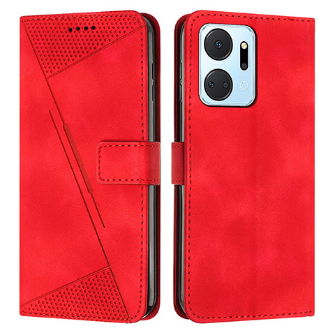 Funda de Cuero Cartera con Soporte Carcasa Y07X para Huawei Honor X7a Rojo