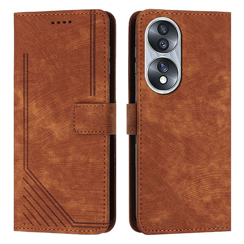 Funda de Cuero Cartera con Soporte Carcasa Y07X para Huawei Honor X7b Marron