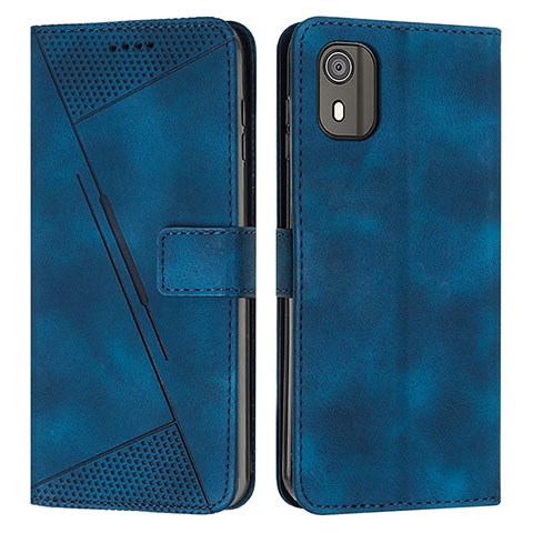 Funda de Cuero Cartera con Soporte Carcasa Y07X para Nokia C02 Azul