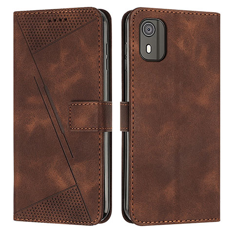 Funda de Cuero Cartera con Soporte Carcasa Y07X para Nokia C02 Marron