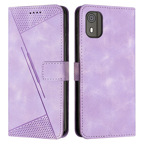 Funda de Cuero Cartera con Soporte Carcasa Y07X para Nokia C02 Morado