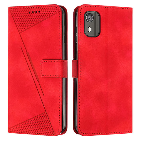 Funda de Cuero Cartera con Soporte Carcasa Y07X para Nokia C02 Rojo