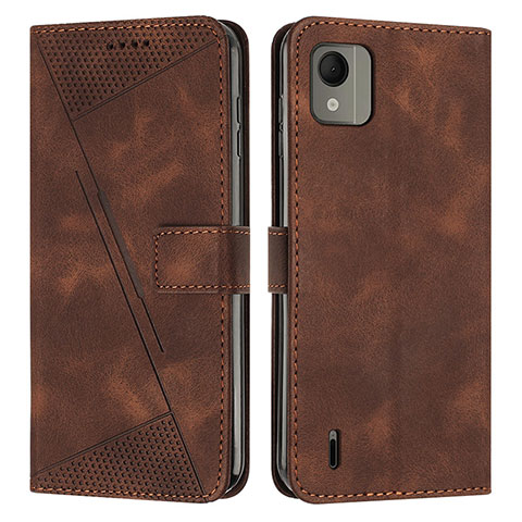 Funda de Cuero Cartera con Soporte Carcasa Y07X para Nokia C110 Marron