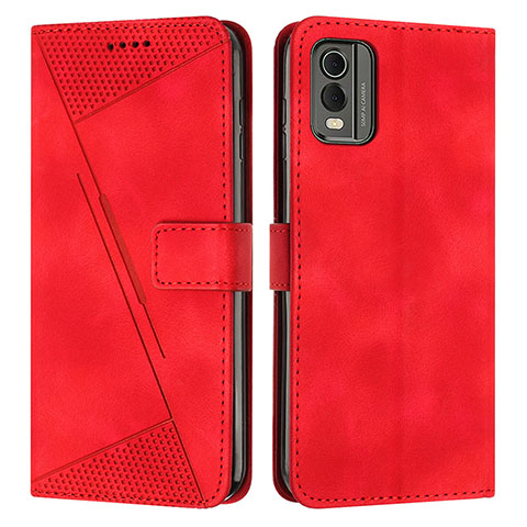 Funda de Cuero Cartera con Soporte Carcasa Y07X para Nokia C210 Rojo