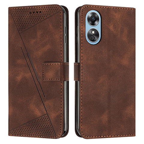 Funda de Cuero Cartera con Soporte Carcasa Y07X para Oppo A17 Marron