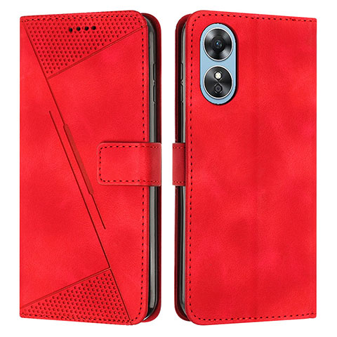 Funda de Cuero Cartera con Soporte Carcasa Y07X para Oppo A17 Rojo