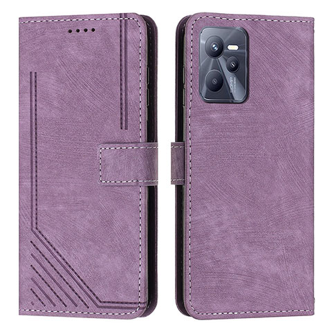 Funda de Cuero Cartera con Soporte Carcasa Y07X para Realme C35 Morado