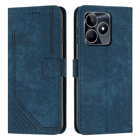 Funda de Cuero Cartera con Soporte Carcasa Y07X para Realme C53 India Azul