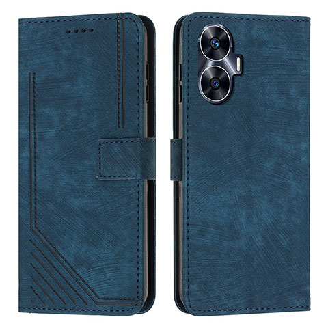 Funda de Cuero Cartera con Soporte Carcasa Y07X para Realme C55 Azul