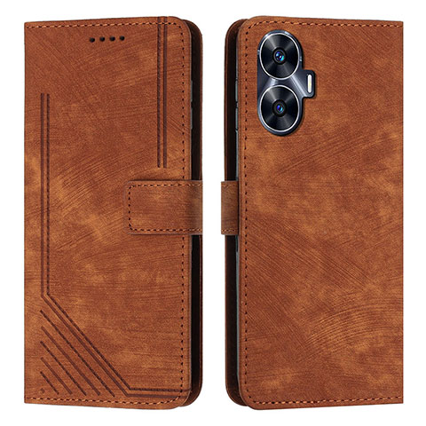 Funda de Cuero Cartera con Soporte Carcasa Y07X para Realme C55 Marron