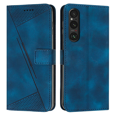 Funda de Cuero Cartera con Soporte Carcasa Y07X para Sony Xperia 1 V Azul