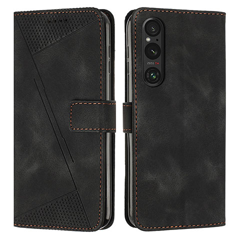 Funda de Cuero Cartera con Soporte Carcasa Y07X para Sony Xperia 1 V Negro