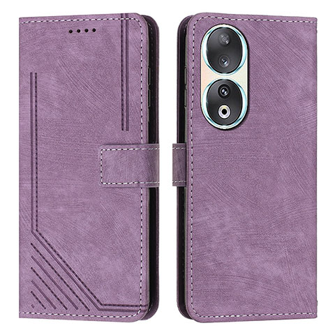 Funda de Cuero Cartera con Soporte Carcasa Y08X para Huawei Honor 90 5G Morado