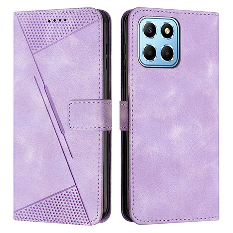 Funda de Cuero Cartera con Soporte Carcasa Y08X para Huawei Honor X6 Morado