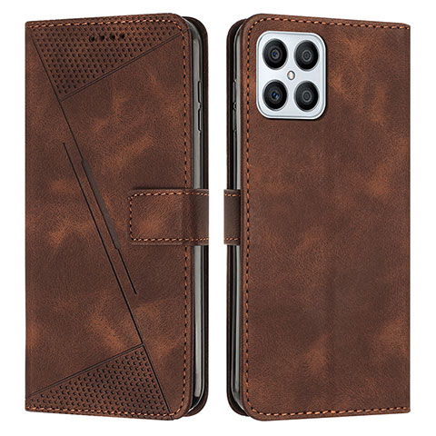 Funda de Cuero Cartera con Soporte Carcasa Y08X para Huawei Honor X8 4G Marron