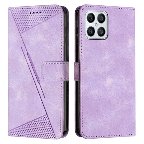 Funda de Cuero Cartera con Soporte Carcasa Y08X para Huawei Honor X8 4G Morado