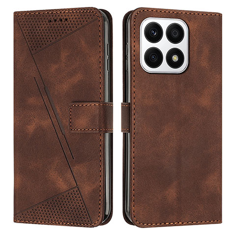 Funda de Cuero Cartera con Soporte Carcasa Y08X para Huawei Honor X8a 4G Marron