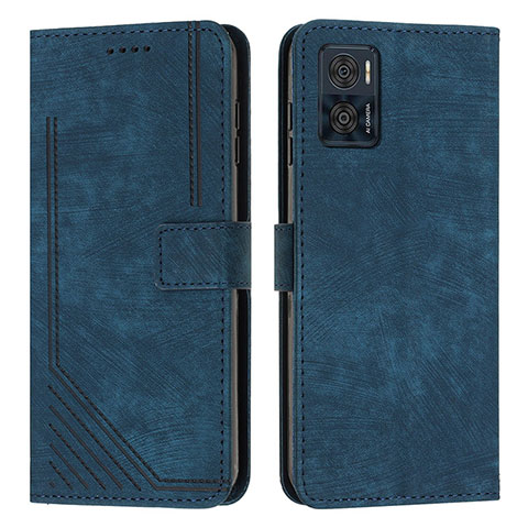 Funda de Cuero Cartera con Soporte Carcasa Y08X para Motorola Moto E22 Azul