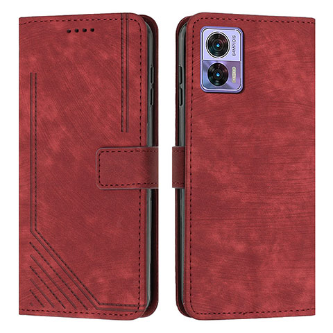 Funda de Cuero Cartera con Soporte Carcasa Y08X para Motorola Moto Edge 30 Neo 5G Rojo