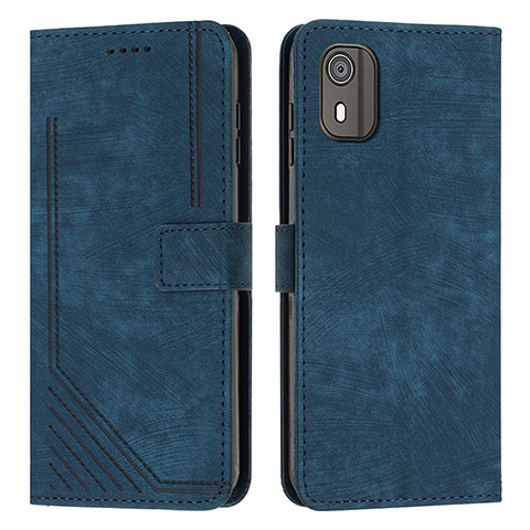 Funda de Cuero Cartera con Soporte Carcasa Y08X para Nokia C02 Azul