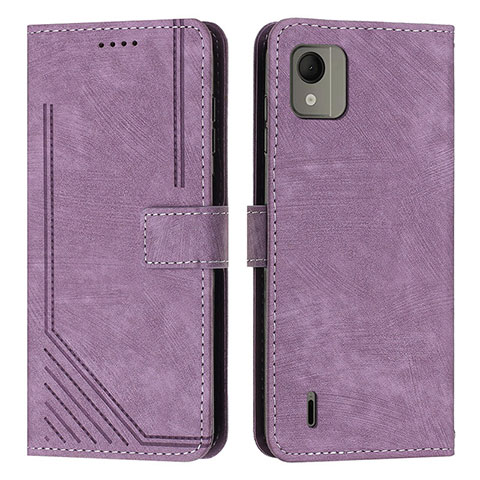 Funda de Cuero Cartera con Soporte Carcasa Y08X para Nokia C110 Morado