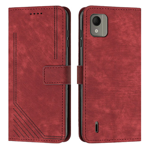 Funda de Cuero Cartera con Soporte Carcasa Y08X para Nokia C110 Rojo