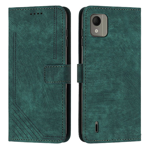 Funda de Cuero Cartera con Soporte Carcasa Y08X para Nokia C110 Verde