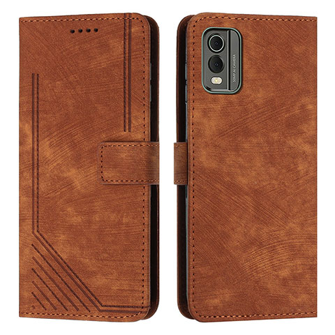 Funda de Cuero Cartera con Soporte Carcasa Y08X para Nokia C32 Marron