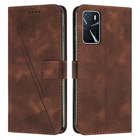 Funda de Cuero Cartera con Soporte Carcasa Y08X para Oppo A16 Marron