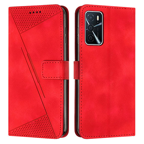 Funda de Cuero Cartera con Soporte Carcasa Y08X para Oppo A16 Rojo