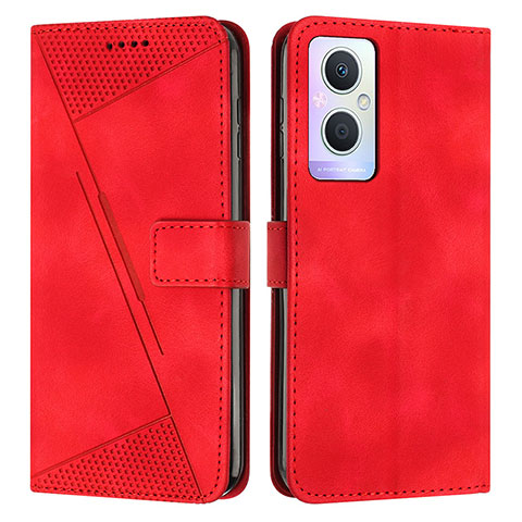 Funda de Cuero Cartera con Soporte Carcasa Y08X para Oppo A96 5G Rojo