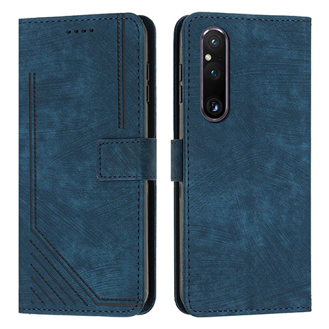 Funda de Cuero Cartera con Soporte Carcasa Y08X para Sony Xperia 1 V Azul